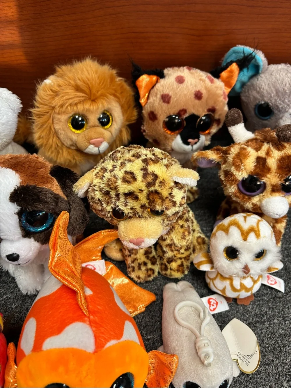 Ty Assorted Beanie Boos Plush Lot with Orange Fish and Multi-Colored Friends